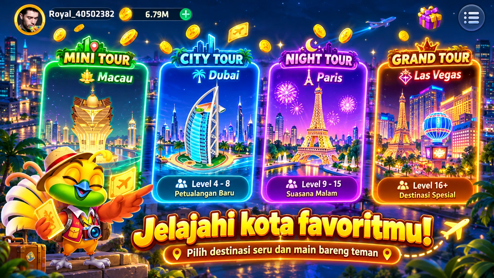 Mode Tur Kota Royal Dream: Macau, Dubai, Paris, Las Vegas